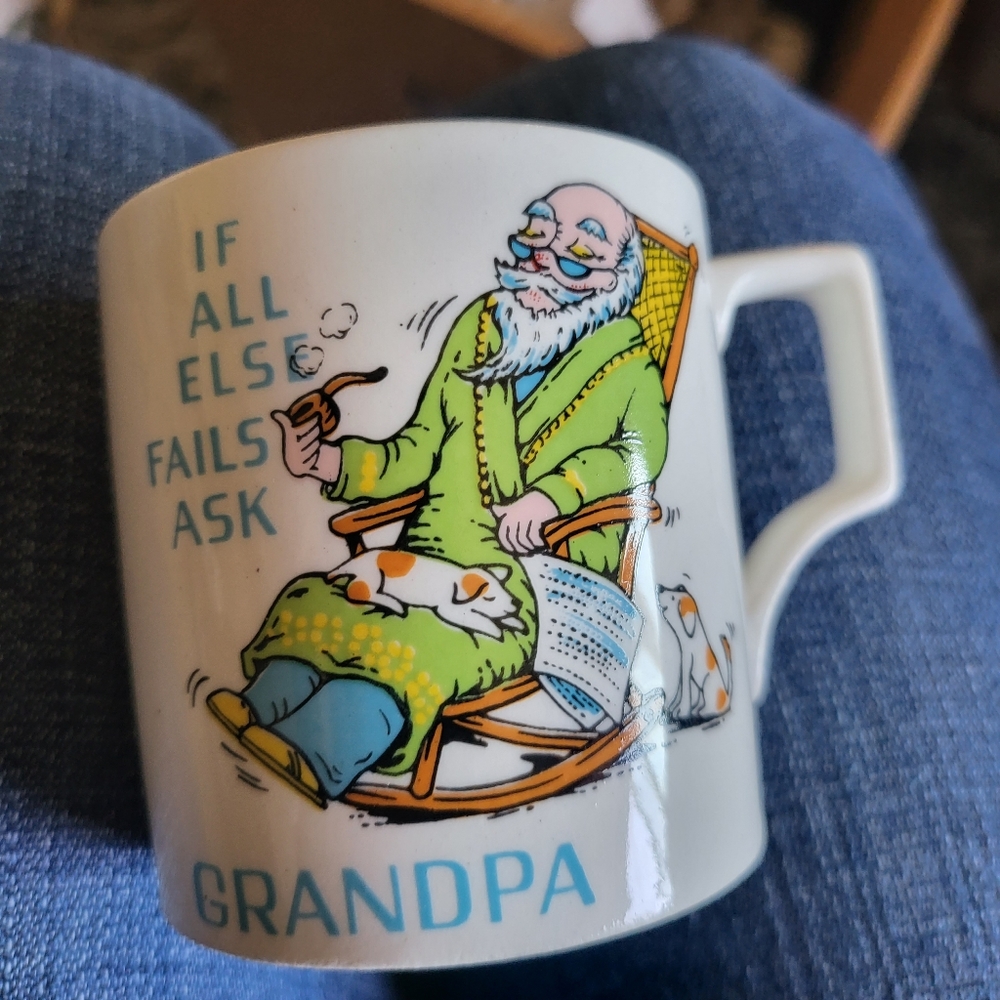 Vintage "If All Else Fails Ask Grandpa" Funny Tea… - image 1